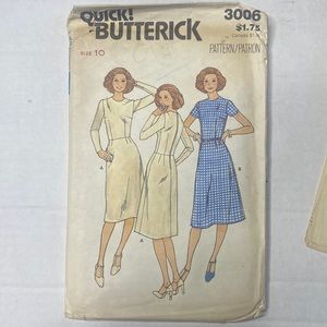 Quick Sew Butterick Dress Sewing Pattern 3006 | 1970s Sewing Pattern | Vintage
